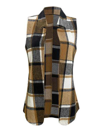 Ladies new loose plaid vest jacket-chiquechics