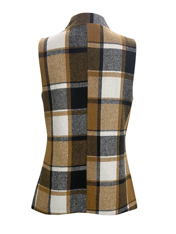 Ladies new loose plaid vest jacket-chiquechics