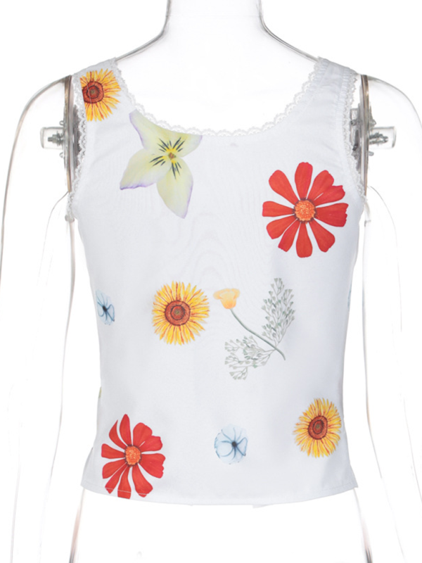 New style square neck sleeveless button-down cardigan short navel-exposing vest-chiquechics