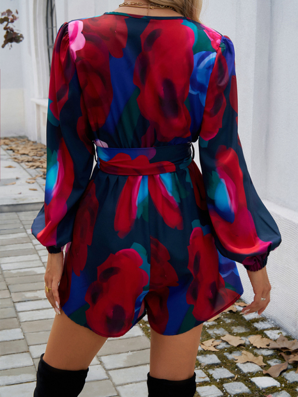 Contrast print long sleeve high waist jumpsuit-chiquechics