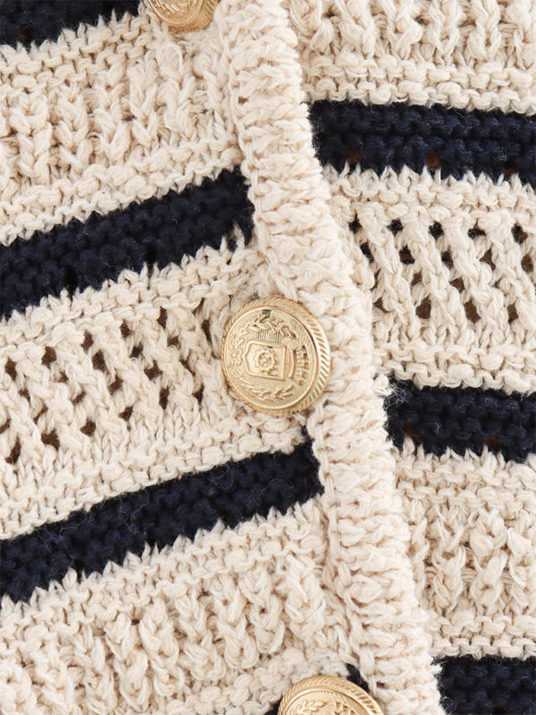 V-neck striped knitted vest-chiquechics