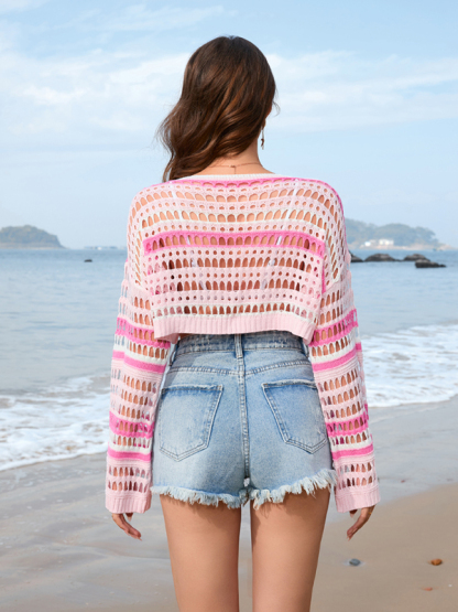 SwimwearWomen's hollow striped patchwork sexy bikini beach cover-up-chiquechics