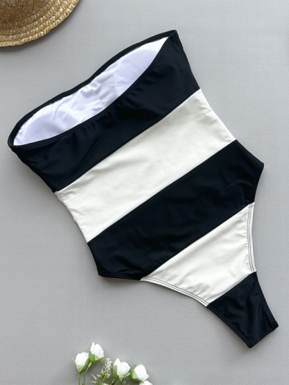 Sexy striped one-piece swimsuit-chiquechics