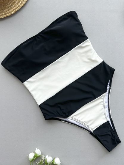 Sexy striped one-piece swimsuit-chiquechics