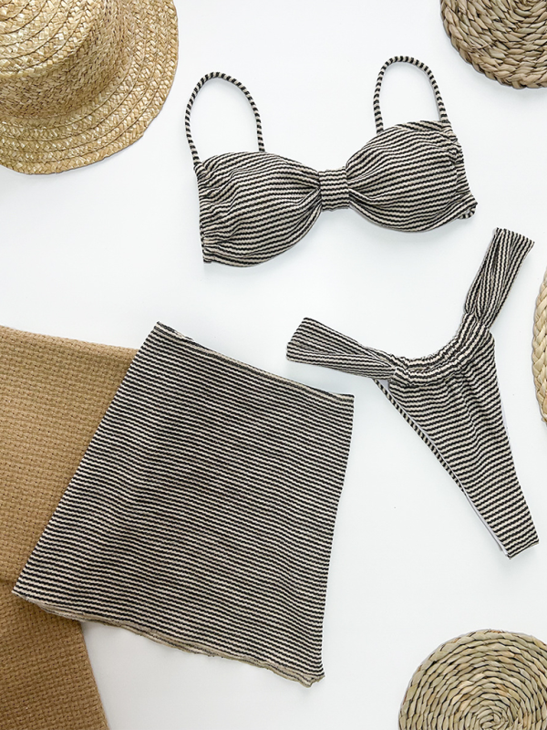 SwimwearStriped three-piece bikini-chiquechics