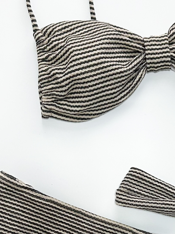 SwimwearStriped three-piece bikini-chiquechics