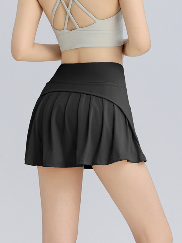 Sports short skirt anti-exposure high waist hip lifting running tennis skirt breathable A-line skirt-chiquechics