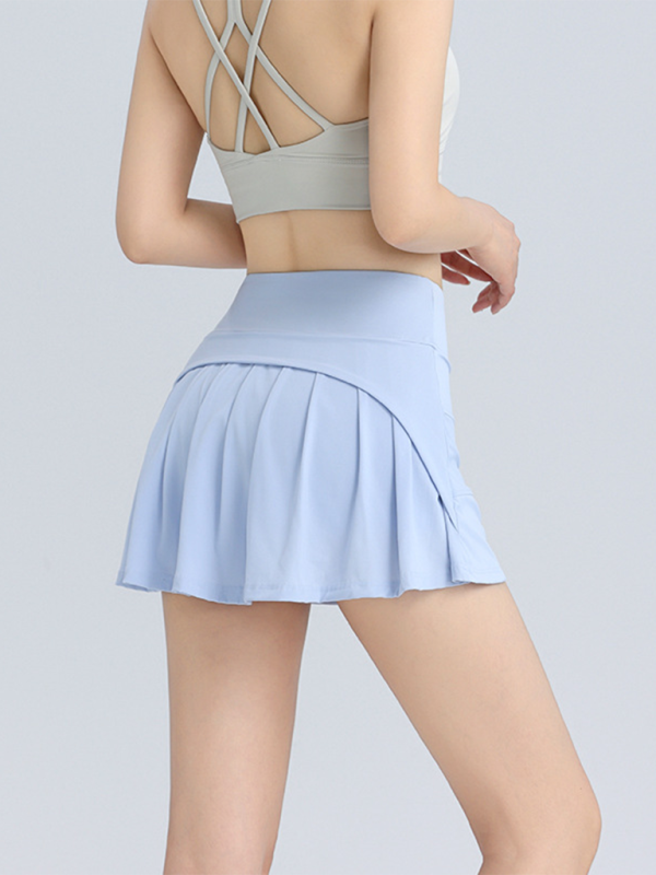Sports short skirt anti-exposure high waist hip lifting running tennis skirt breathable A-line skirt-chiquechics