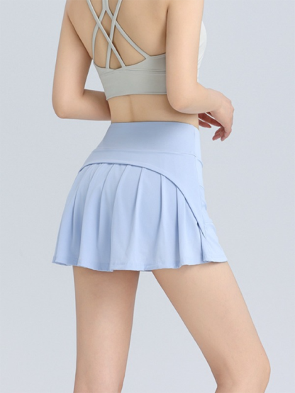 Sports short skirt anti-exposure high waist hip lifting running tennis skirt breathable A-line skirt-chiquechics