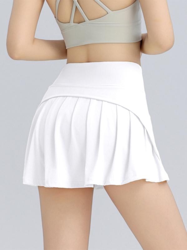 Sports short skirt anti-exposure high waist hip lifting running tennis skirt breathable A-line skirt-chiquechics