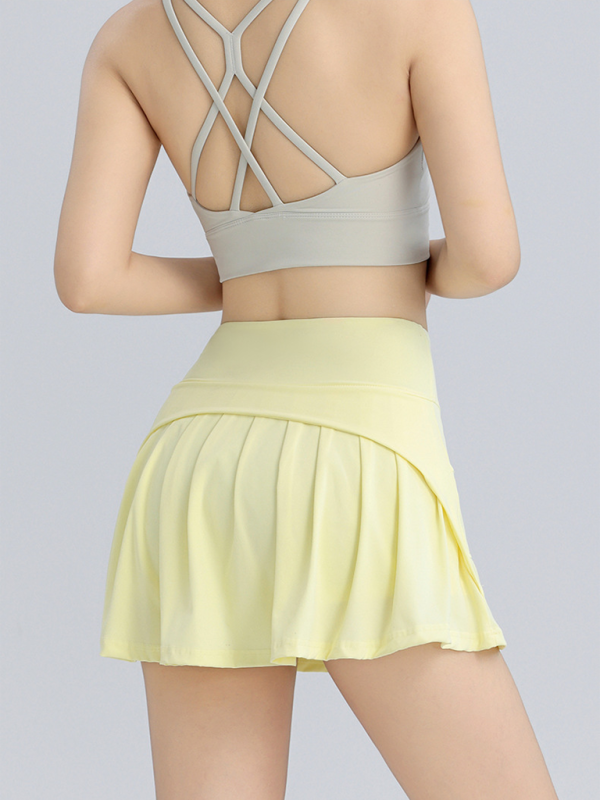 Sports short skirt anti-exposure high waist hip lifting running tennis skirt breathable A-line skirt-chiquechics