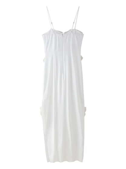 Pleated ruffled suspender dress with slits-chiquechics