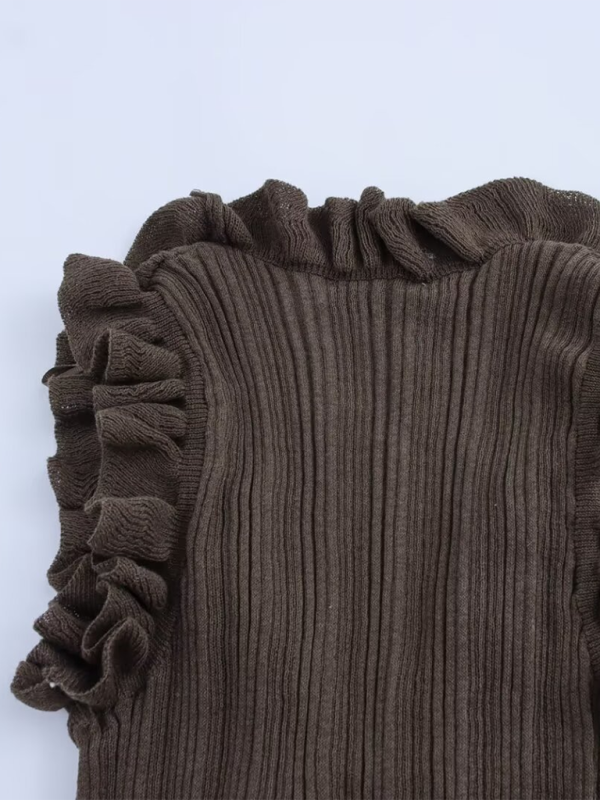 Fashionable vest ruffled sleeveless sweater-chiquechics