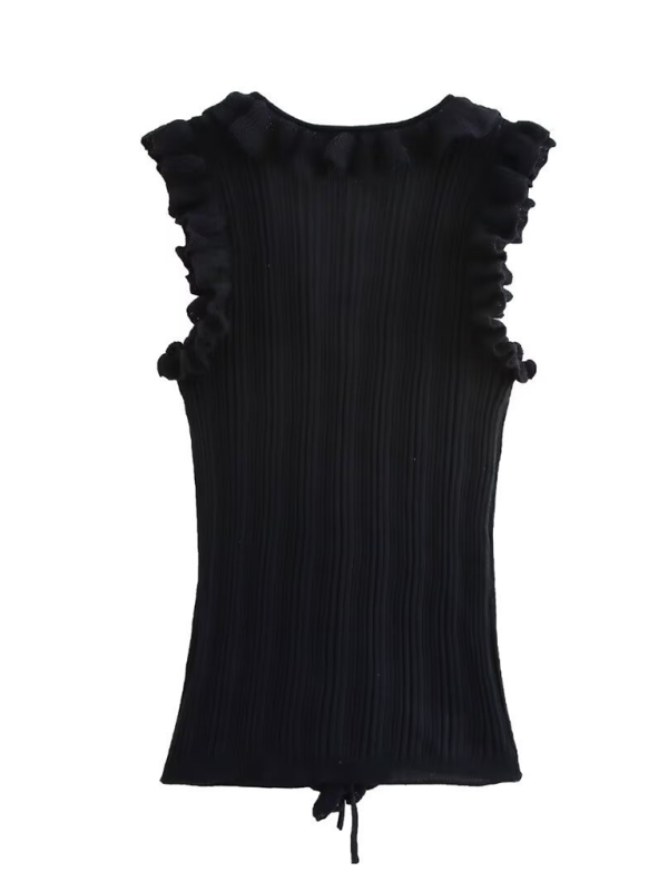Fashionable vest ruffled sleeveless sweater-chiquechics