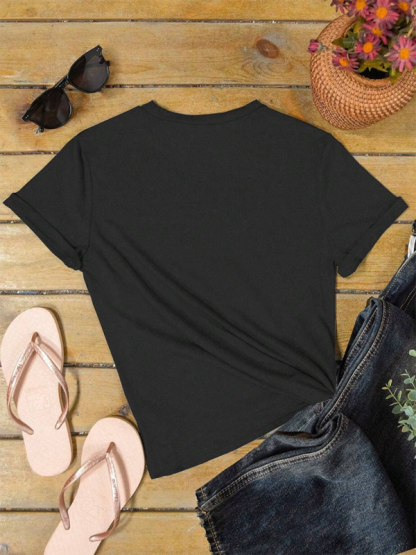 Bowknot Printed Round Neck T-shirt Loose and Versatile Round Neck Short Sleeves-chiquechics