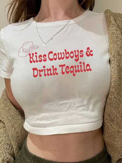 New Sweet Spicy Printed T-shirt Personalized Printed Y2K Top-chiquechics