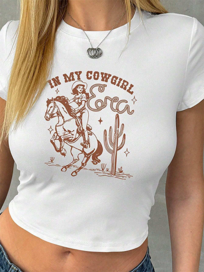 New Sweet Spicy Printed T-shirt Personalized Printed Y2K Top-chiquechics