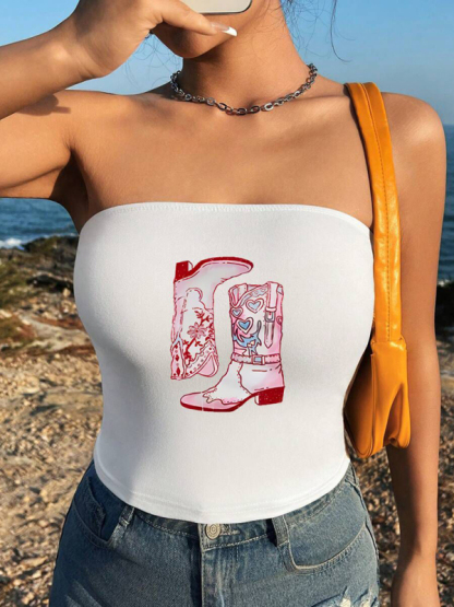 Sleeveless Tube Top with Holiday Prints Y2K Top-chiquechics