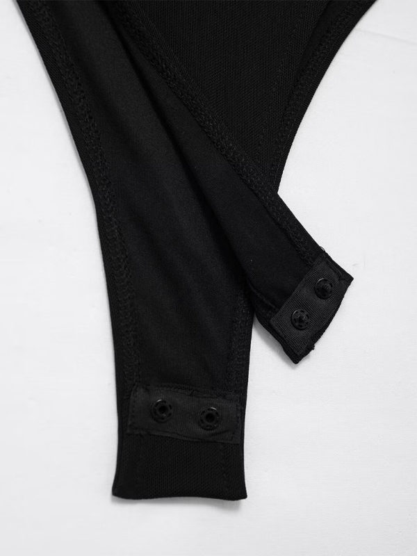 New asymmetric pleated tulle bodysuit-chiquechics