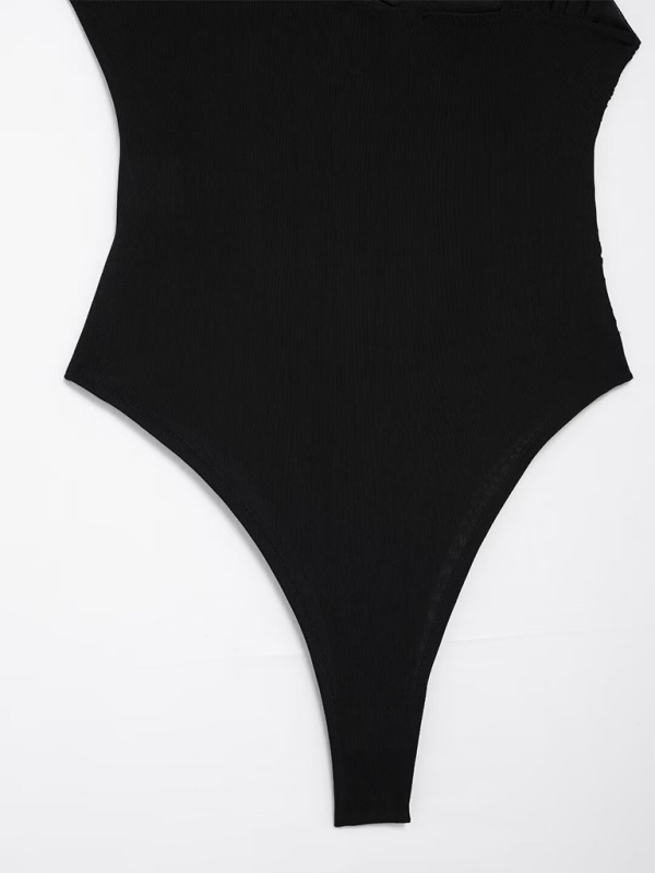 New asymmetric pleated tulle bodysuit-chiquechics