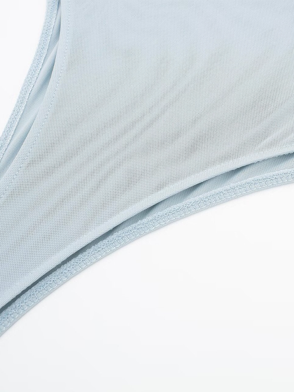 New asymmetric pleated tulle bodysuit-chiquechics