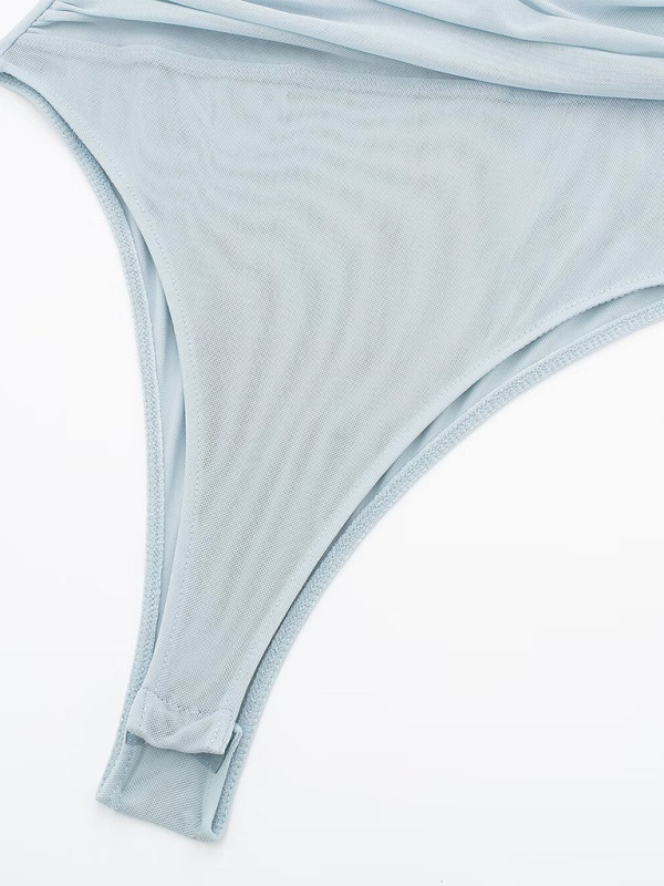 New asymmetric pleated tulle bodysuit-chiquechics