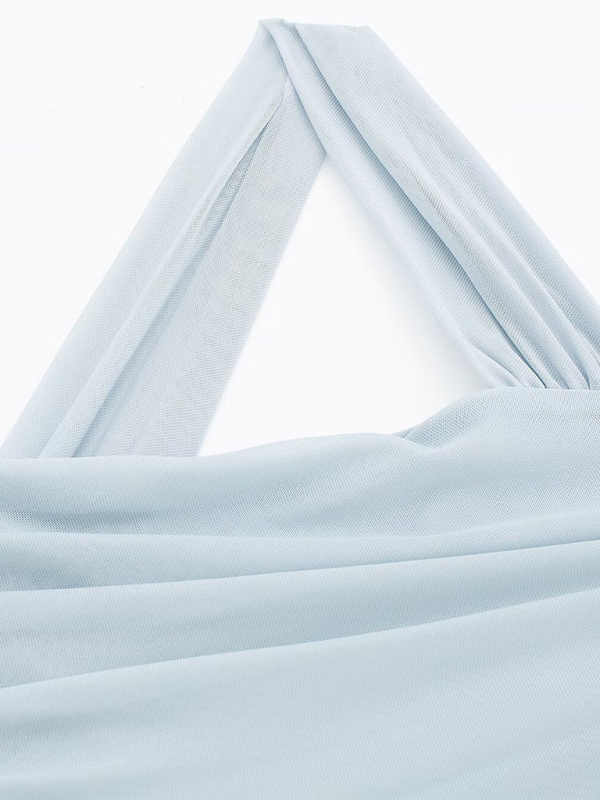 New asymmetric pleated tulle bodysuit-chiquechics