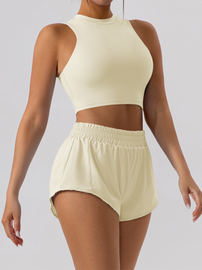 Vest slim fit sports casual shorts set-chiquechics