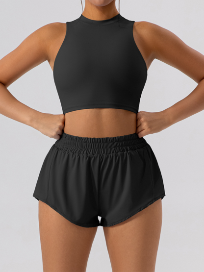 Vest slim fit sports casual shorts set-chiquechics