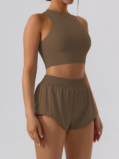 Vest slim fit sports casual shorts set-chiquechics