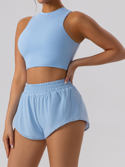 Vest slim fit sports casual shorts set-chiquechics