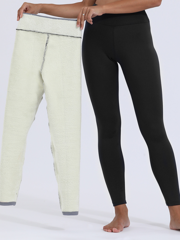 Plush tights warm pants lamb fleece thickened stretch leggings-chiquechics