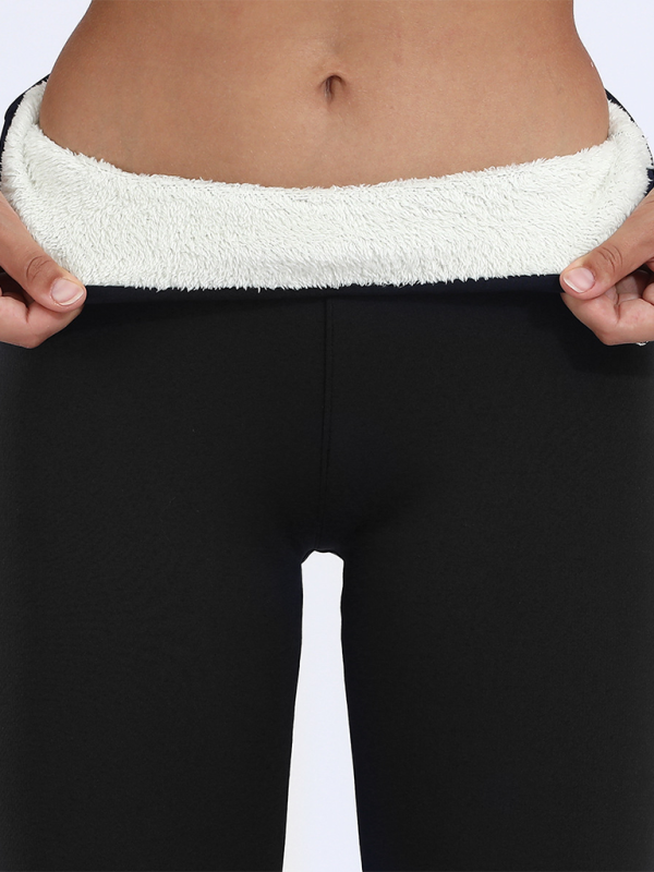 Plush tights warm pants lamb fleece thickened stretch leggings-chiquechics