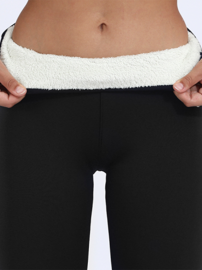 Plush tights warm pants lamb fleece thickened stretch leggings-chiquechics