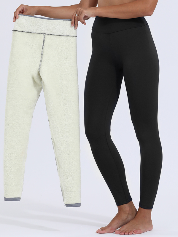 Plush tights warm pants lamb fleece thickened stretch leggings-chiquechics
