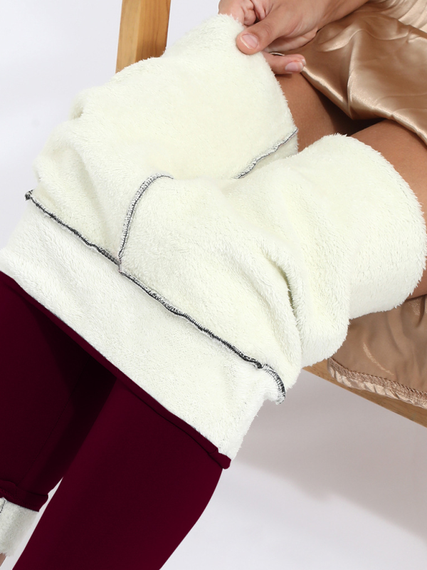 Plush tights warm pants lamb fleece thickened stretch leggings-chiquechics
