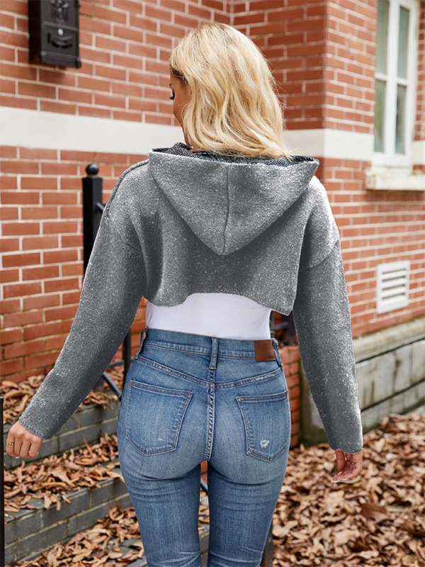 Halloween Sweater Letter Jacquard Long Sleeve Hoodie Pullover Short Knit Top-chiquechics