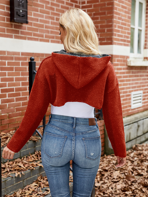 Halloween Sweater Letter Jacquard Long Sleeve Hoodie Pullover Short Knit Top-chiquechics