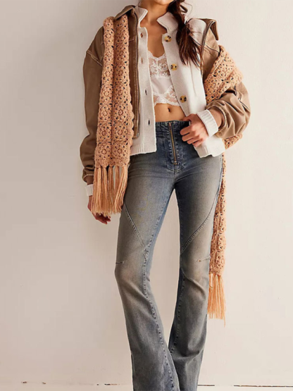 Women's Knit Jacket Standing Collar Solid Color Cardigan Sweater-chiquechics