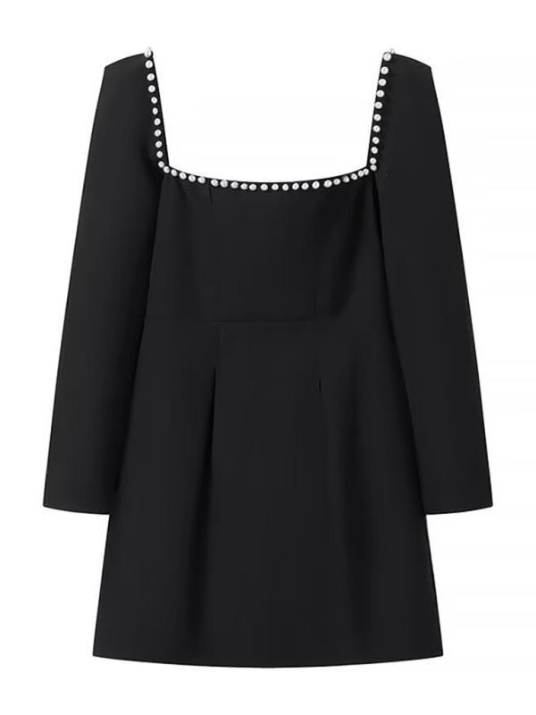 New Square Neck Waist Short A-Line Dress-chiquechics