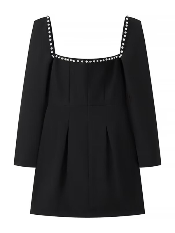 New Square Neck Waist Short A-Line Dress-chiquechics