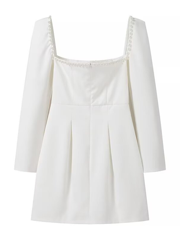 New Square Neck Waist Short A-Line Dress-chiquechics