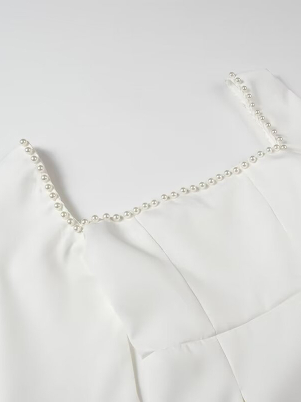 New Square Neck Waist Short A-Line Dress-chiquechics