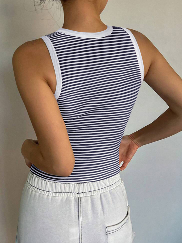 Y2K sexy sweet and spicy knitted striped contrasting top vest bottoming shirt-chiquechics