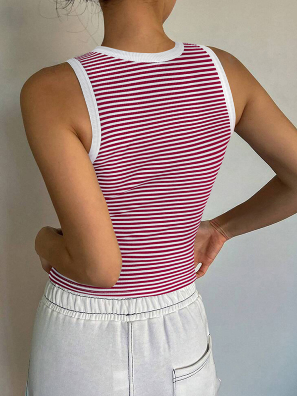 Y2K sexy sweet and spicy knitted striped contrasting top vest bottoming shirt-chiquechics