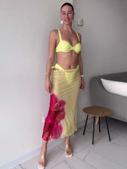Solid color sexy bikini three piece set-chiquechics