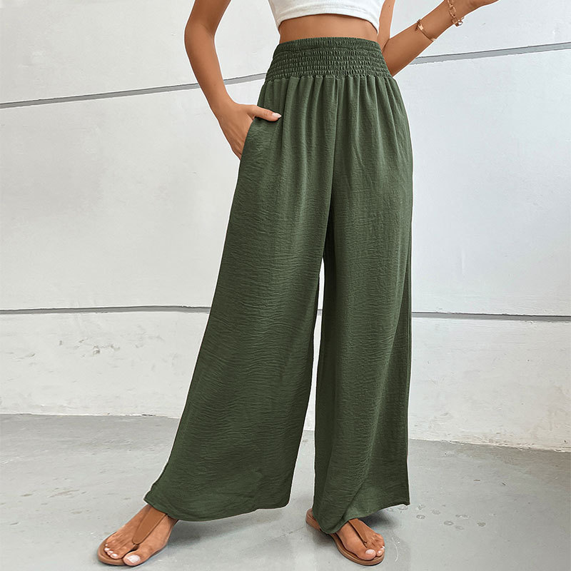 New casual solid color flared wide-leg pants-chiquechics
