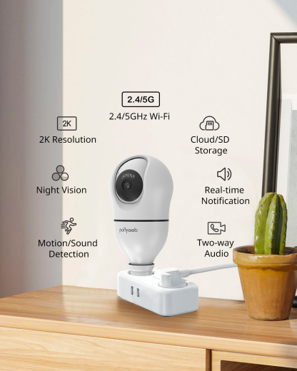 2K Wireless Security Camera 5G/2.4GHz WiFi Bulb Cameras for Home Security 360° PTZ Security Cameras Outdoor Indoor Full Color Day and Night, Motion Detection