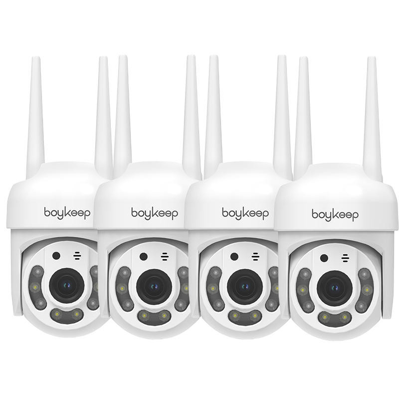 4pcs 2K Security Camera Outdoor 360° View Pan/Tilt Camera for Home Security Outside with Color Night Vision, Motion Detection, 2-Way Talk, 2.4GHz Wi-Fi, Micro SD Card & Cloud Service