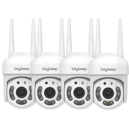 4pcs 2K Security Camera Outdoor 360° View Pan/Tilt Camera for Home Security Outside with Color Night Vision, Motion Detection, 2-Way Talk, 2.4GHz Wi-Fi, Micro SD Card & Cloud Service